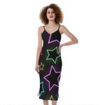 Lights Star Pattern Print Slim Fit Midi Cami Dress