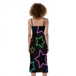 Lights Star Pattern Print Slim Fit Midi Cami Dress