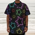 Lights Star Pattern Print Textured Short Sleeve Shirt