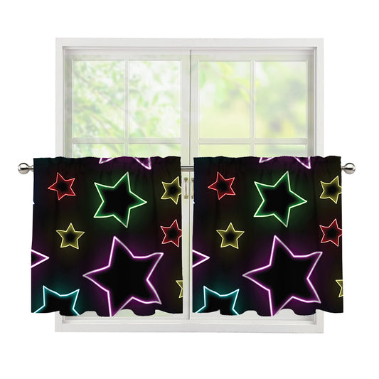 Lights Star Pattern Print Tier Curtains