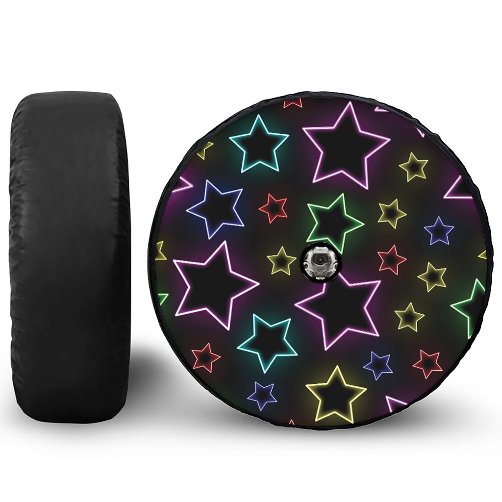 Lights Star Pattern Print Tire Cover With Camera Hole