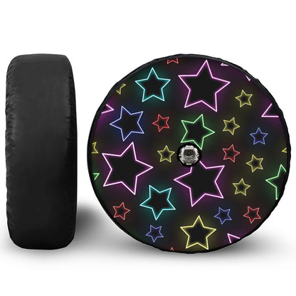 Lights Star Pattern Print Tire Cover With Camera Hole