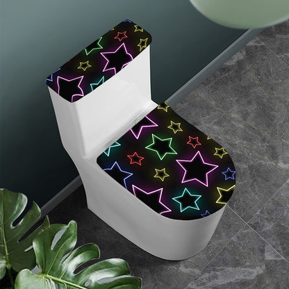 Lights Star Pattern Print Toilet Lid And Tank Cover Set