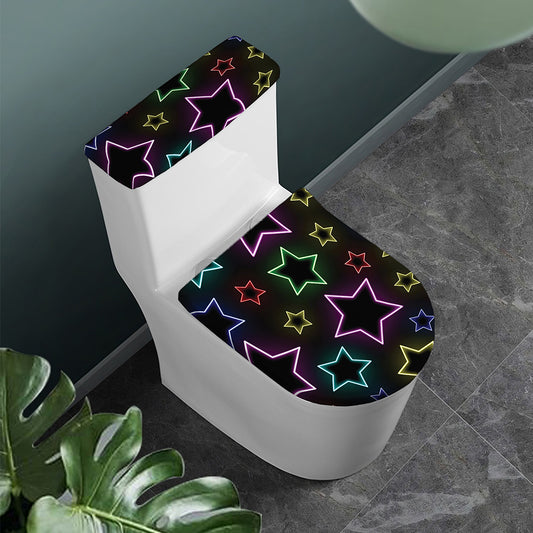 Lights Star Pattern Print Toilet Lid And Tank Cover Set
