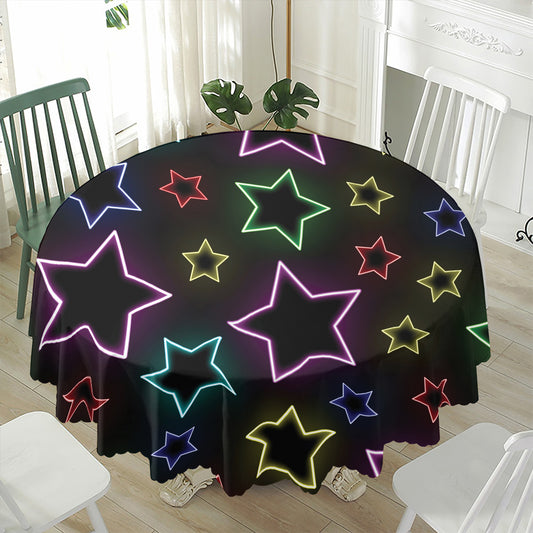 Lights Star Pattern Print Waterproof Round Tablecloth