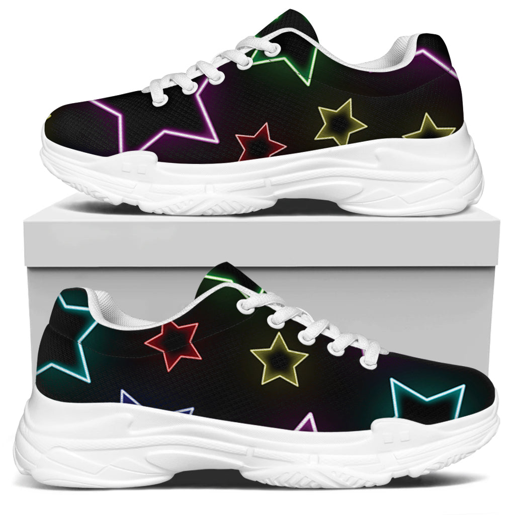 Lights Star Pattern Print White Chunky Shoes