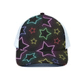Lights Star Pattern Print White Mesh Trucker Hat