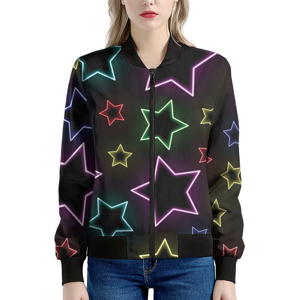 Lights Star Pattern Print Women's Bomber Jacket