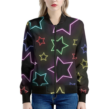 Lights Star Pattern Print Women's Bomber Jacket