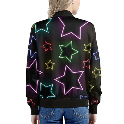 Lights Star Pattern Print Women's Bomber Jacket