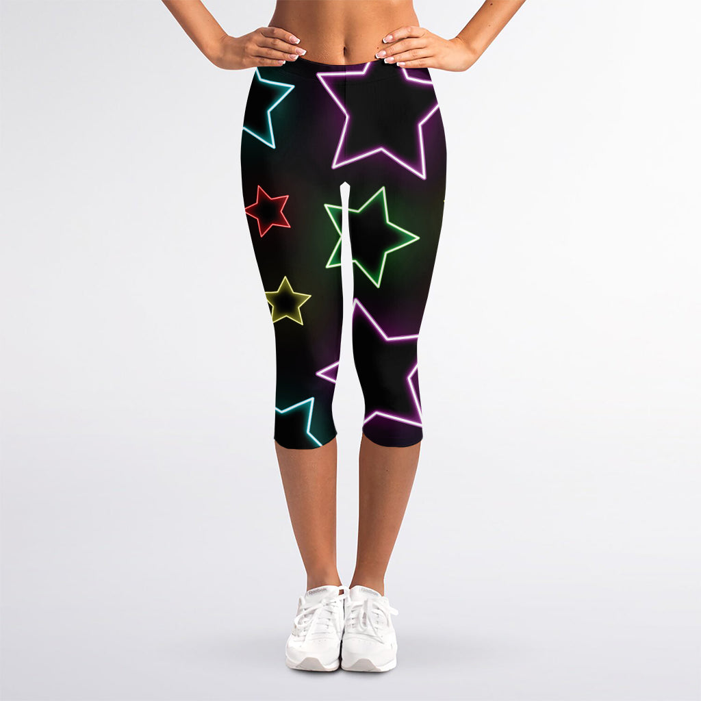 Lights Star Pattern Print Women's Capri Leggings