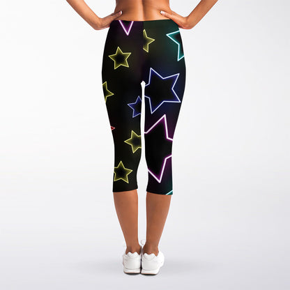 Lights Star Pattern Print Women's Capri Leggings