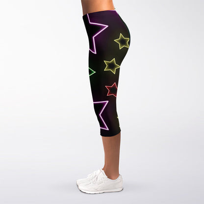 Lights Star Pattern Print Women's Capri Leggings
