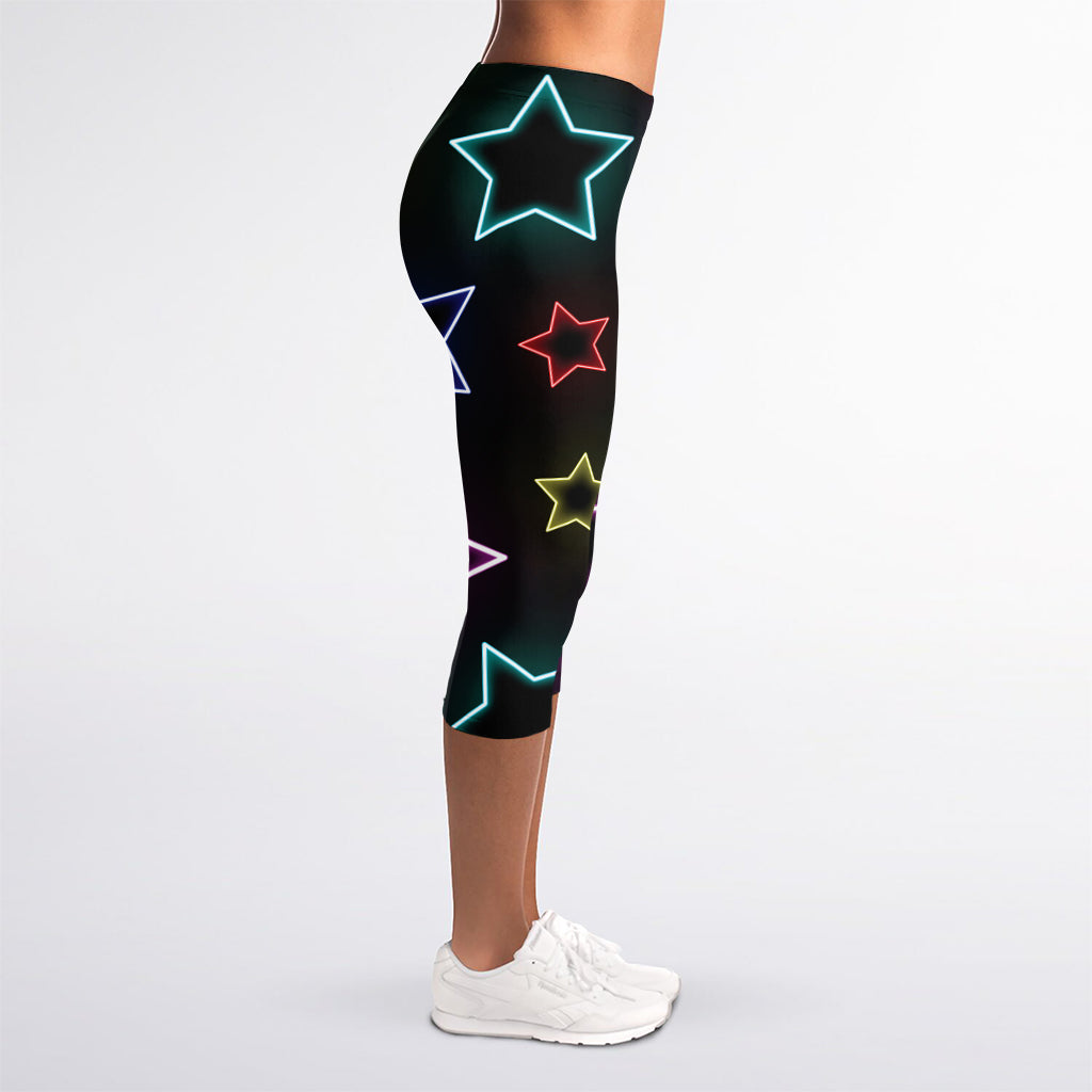 Lights Star Pattern Print Women's Capri Leggings