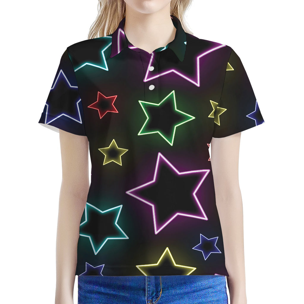 Lights Star Pattern Print Women's Polo Shirt