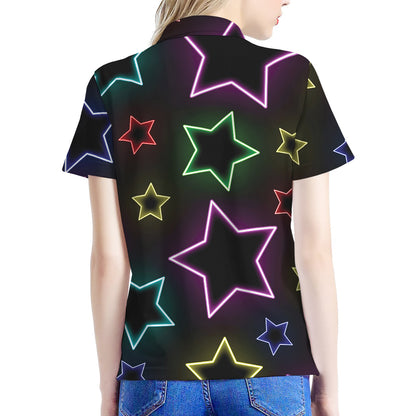Lights Star Pattern Print Women's Polo Shirt
