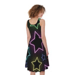Lights Star Pattern Print Women's Sleeveless Dress