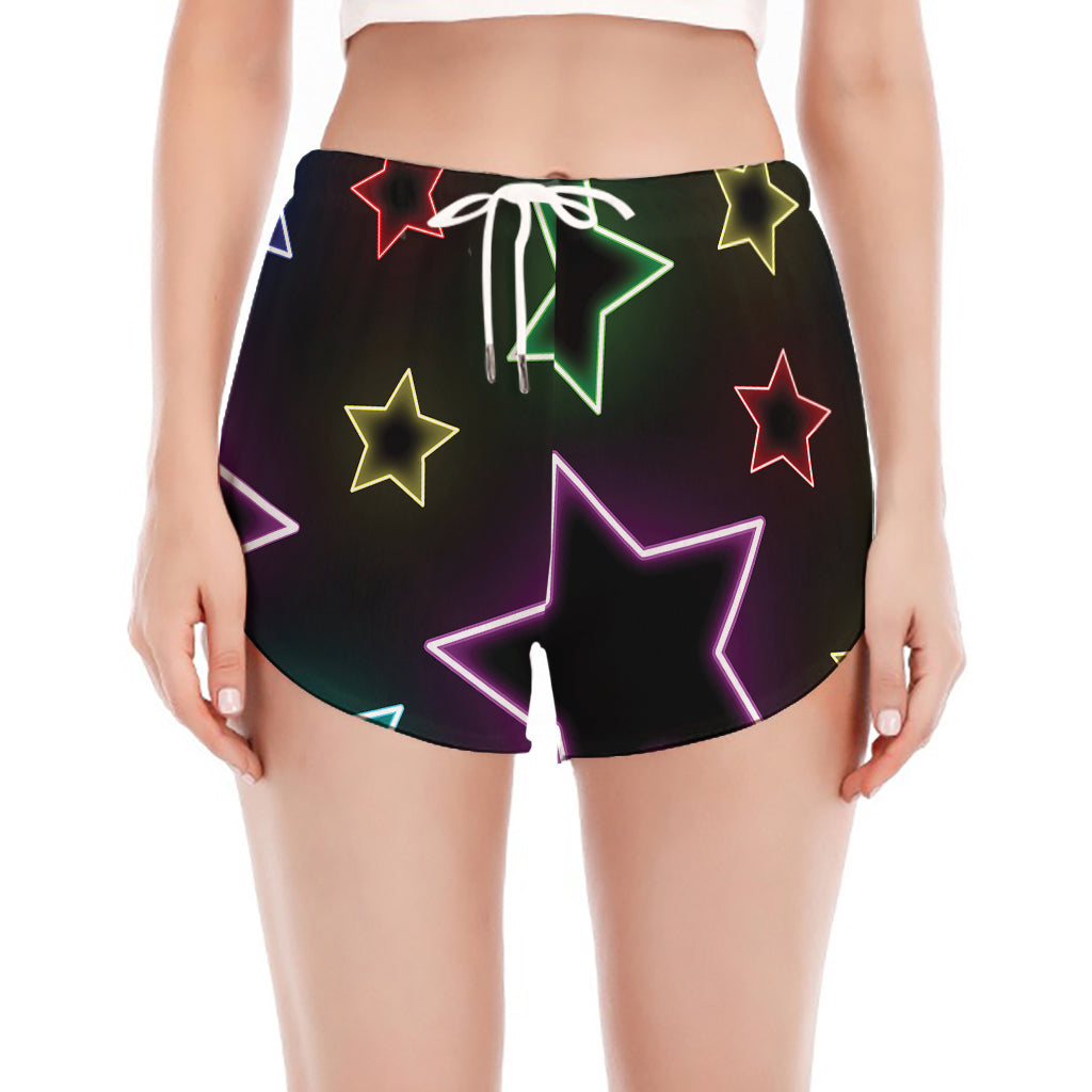 Lights Star Pattern Print Women's Split Running Shorts