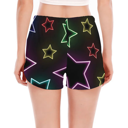 Lights Star Pattern Print Women's Split Running Shorts