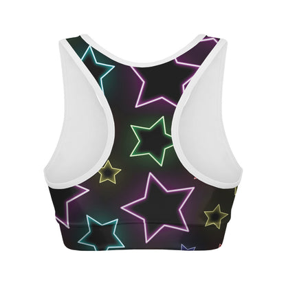 Lights Star Pattern Print Women's Sports Bra