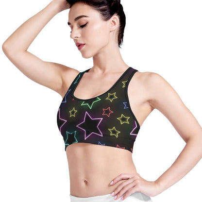 Lights Star Pattern Print Women's Sports Bra