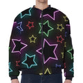 Lights Star Pattern Print Zip Sleeve Bomber Jacket