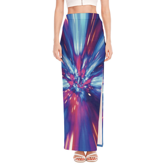 Lightspeed Vortex Print High Slit Maxi Skirt