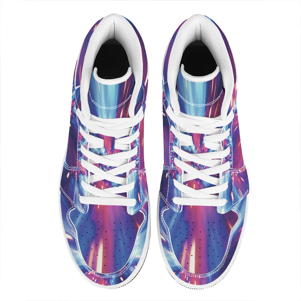 Lightspeed Vortex Print High Top Leather Sneakers