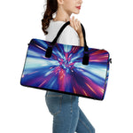 Lightspeed Vortex Print Leather Duffle Bag