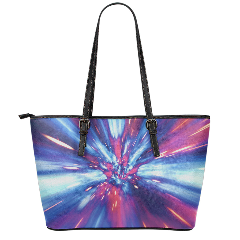 Lightspeed Vortex Print Leather Tote Bag