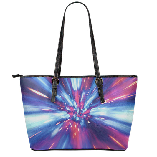 Lightspeed Vortex Print Leather Tote Bag
