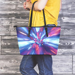 Lightspeed Vortex Print Leather Tote Bag
