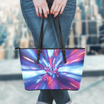 Lightspeed Vortex Print Leather Tote Bag