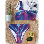 Lightspeed Vortex Print One Shoulder Bikini Top