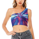 Lightspeed Vortex Print One Shoulder Crop Top