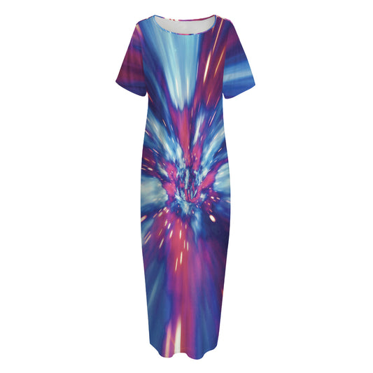 Lightspeed Vortex Print Short Sleeve Long Nightdress