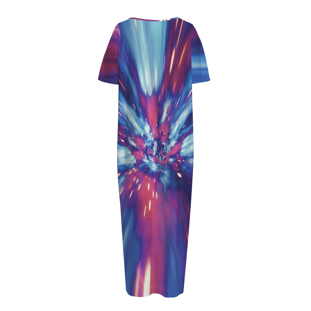 Lightspeed Vortex Print Short Sleeve Long Nightdress