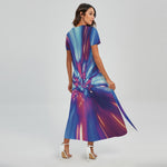 Lightspeed Vortex Print Short Sleeve Maxi Dress