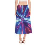 Lightspeed Vortex Print Side Slit Midi Skirt