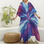 Lightspeed Vortex Print Silk V-Neck Kaftan Dress