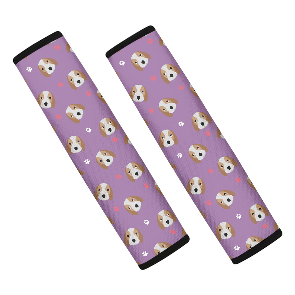 Lilac Adorable Beagle Puppy Pattern Print Car Seat Belt Covers