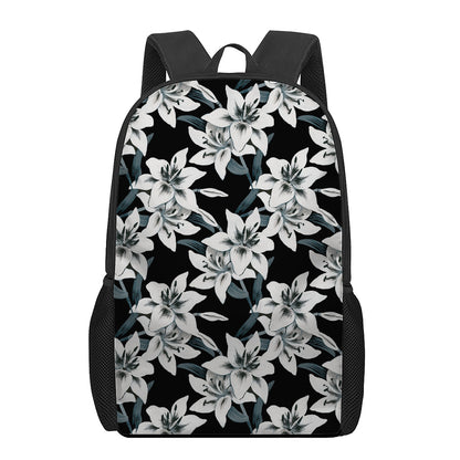 Lily Floral Pattern Print 17 Inch Backpack