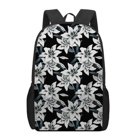 Lily Floral Pattern Print 17 Inch Backpack