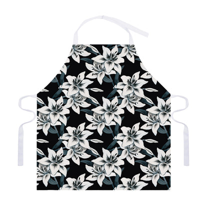 Lily Floral Pattern Print Adjustable Apron