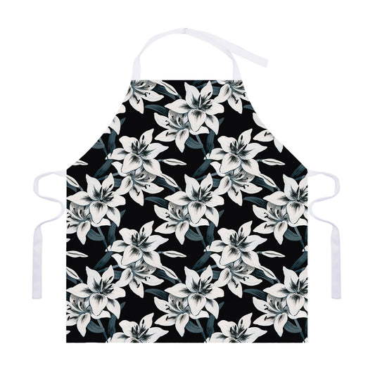 Lily Floral Pattern Print Adjustable Apron