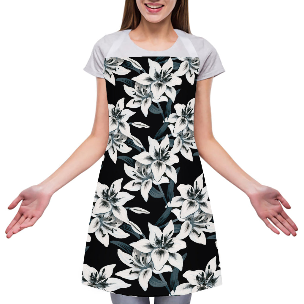 Lily Floral Pattern Print Adjustable Apron