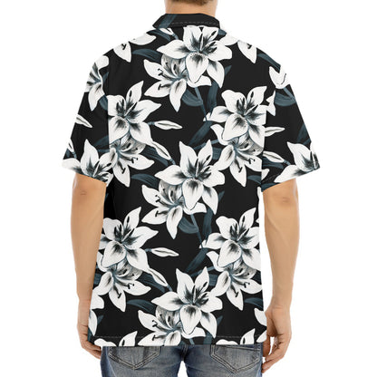 Lily Floral Pattern Print Aloha Shirt