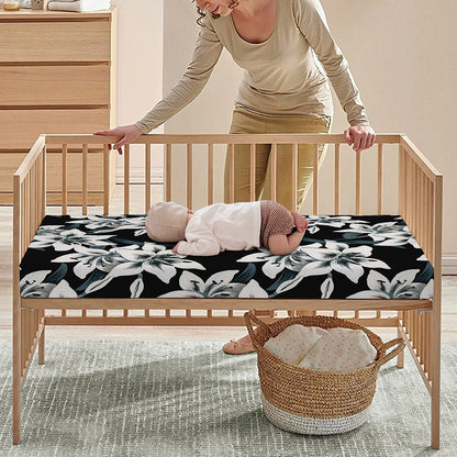 Lily Floral Pattern Print Baby Crib Sheet