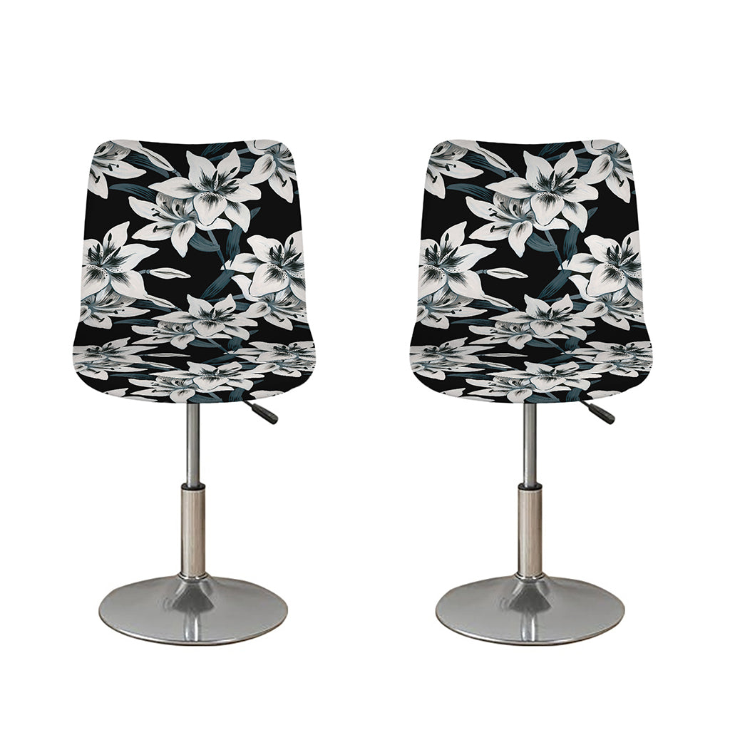 Lily Floral Pattern Print Bar Stool Covers