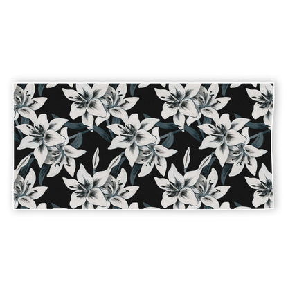 Lily Floral Pattern Print Beach Towel